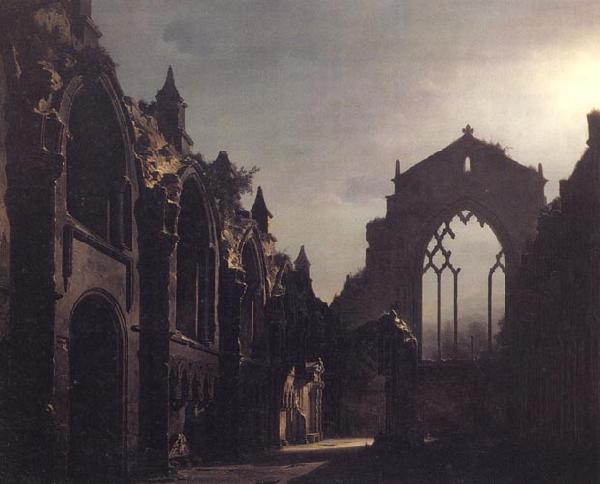 Luis Daguerre The Ruins of Holyrood Chapel,Edinburgh Effect of Moonlight Germany oil painting art